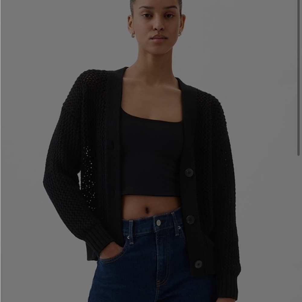 GAP Black Cardigan Crochet Sweater Relaxed Fit